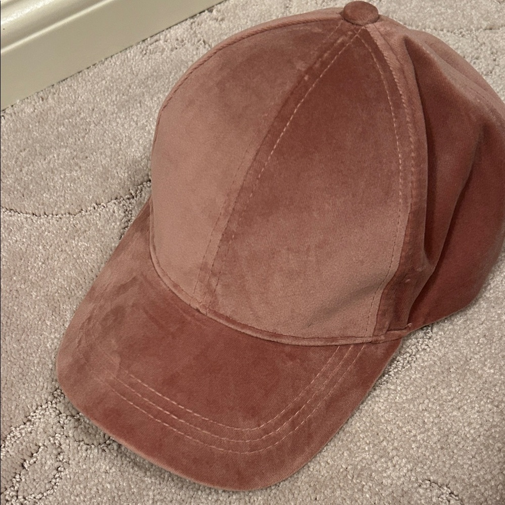 Blush Velour Baseball Cap